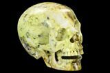 Realistic, Polished Yellow Turquoise Jasper Skull #127645-2